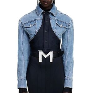 MUNGLER X H&M Defined-Waist Denim‎ Crop Jacket